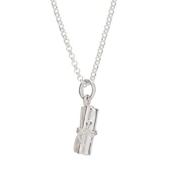 Graduation Scroll Charm Necklace, Sterling Silver, 7 of 7