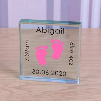 Personalised New Baby Birth Date Glass Keepsake, 2 of 2