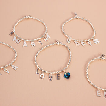Personalised Silver Name Bracelet With Charm, 2 of 11