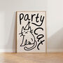 Party Cat Funny Cat Doodle Wall Art Print, thumbnail 5 of 10