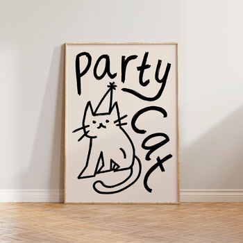 Party Cat Funny Cat Doodle Wall Art Print, 5 of 10