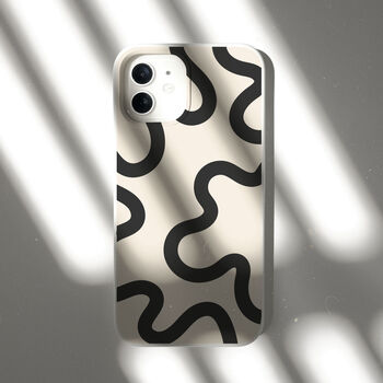 Black Line Swirl Biodegradable Phone Case, 8 of 8