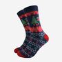 Men's Bamboo Socks T Rex Christmas Tree Navy, thumbnail 2 of 5