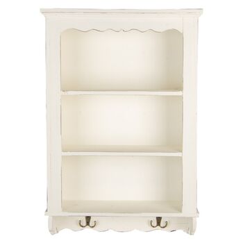 Off White Bookshelf – 67cm Wooden Shelf Unit With Hooks, 2 of 5