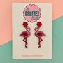 Flamingo Glitter Earrings, thumbnail 1 of 4