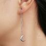 Sterling Silver Crescent Moon Dangle Threaders Earrings, thumbnail 4 of 10