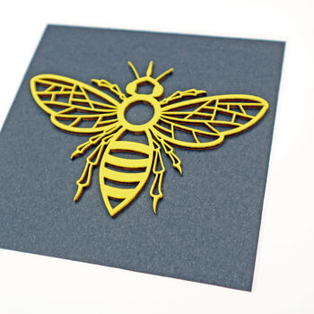 Yellow Manchester Bee Framed Woodcut Artwork, 3 of 6