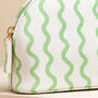 Personalised Small Green Wavy Lines Wash Bag, thumbnail 3 of 4