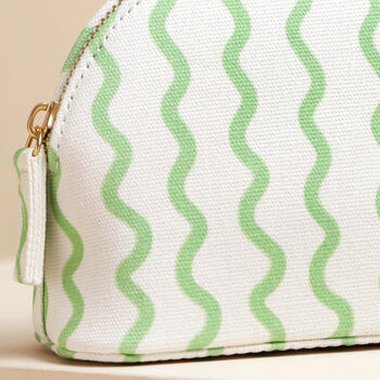 Personalised Small Green Wavy Lines Wash Bag, 3 of 4