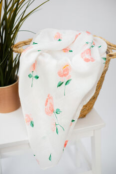 Wild Rose Bamboo Muslin Swaddle Blanket, 2 of 2