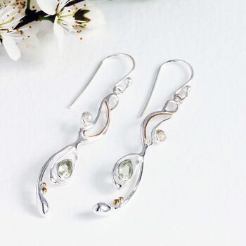 Green Amethyst And Pearl Dangle Earrings, 4 of 8