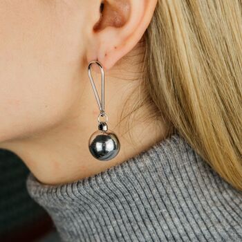 Large Silver Plated Christmas Ball Ear Drop Earring, 7 of 9