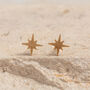 Brushed Gold Plated Vermeil North Star Stud Earrings, thumbnail 1 of 7