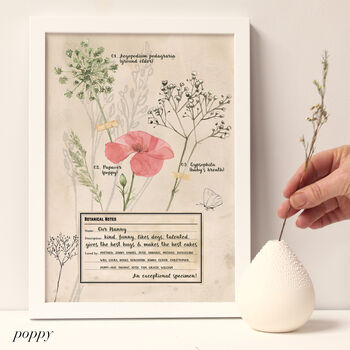 Personalised Botanical Notes For Nanny Framed Print, 2 of 8