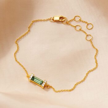 18k Gold Vermeil Birthstone Baguette Bracelet, 12 of 12