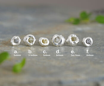 Set Of Six Mix And Match Pebble Stud Earrings With Rough Diamond Cubes, 3 of 4