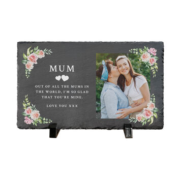 Personalised Any Message Pink Floral Decorative Slate With Stand 30 X 20cm, 5 of 6