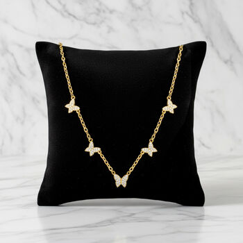 Dainty Choker With Five Butterfly Charms In 18k Gold, 3 of 4
