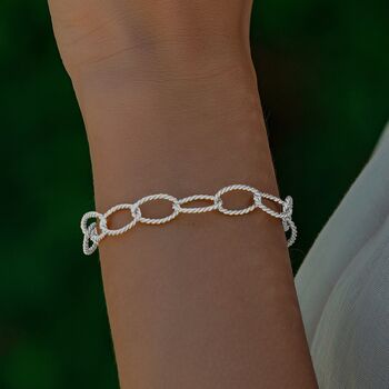 Twisted Elliptical Hoops Silver Bracelet, 3 of 3