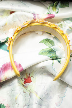 Yellow Flower Embellished Headband With Gems, 7 of 7