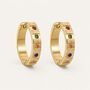 Gold Rainbow Gemstone Huggie Hoop Earrings, thumbnail 1 of 9
