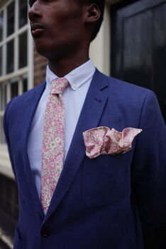 Mens Soft Pink Floral Pocket Square, 11 of 12