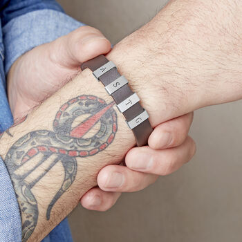 Personalised Initials Men's Leather Cuff Bracelet, 3 of 7