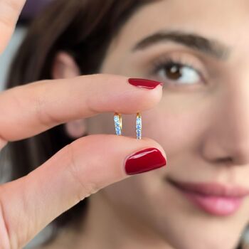 Blue Topaz December Birthstone Small Huggie Earrings, 3 of 5