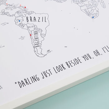 Detailed Personalised World Travel Pinboard Map, 10 of 12