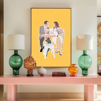 Custom Faceless Engagement Wedding Colour Portrait, 2 of 11