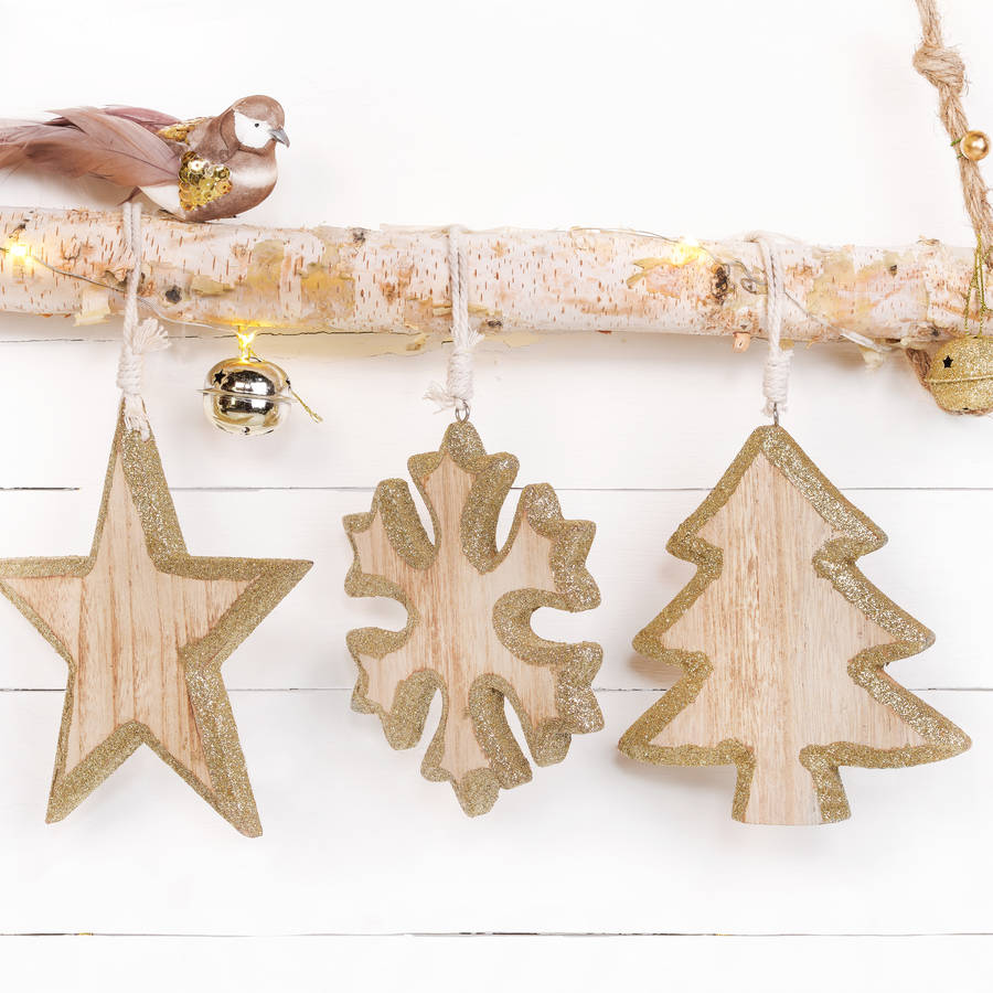 wooden glitter christmas hanging decoration by thelittleboysroom ...