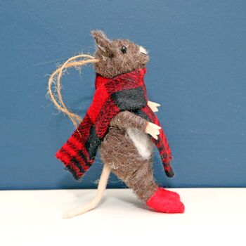 Felt Mouse With Tartan Plaid Scarf, 2 of 3