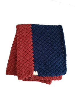 Snagl Baby Blanket In Rusty Red And Blue Petrol, 3 of 10