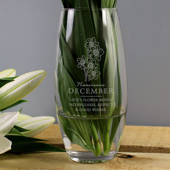 Personalised Month Birth Flower Glass Bullet Vase, 2 of 12