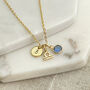 Gold Plated Libra, Initial And Birthstone Necklace, thumbnail 2 of 6