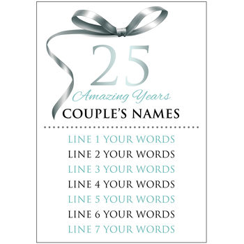 Personalised Silver Wedding Anniversary Typography, 5 of 9