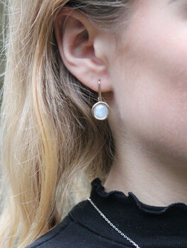 Gold Vermeil Moonstone Earrings, 2 of 3