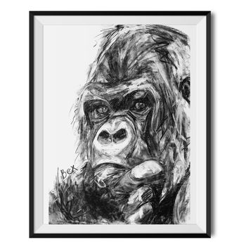Gorilla Charcoal Fine Art Giclée Print, 2 of 3