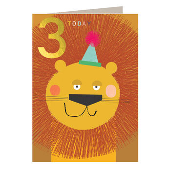 Gold Foiled Lion 3rd Birthday Card, 2 of 5