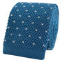 Men's Square End Knitted Tie With Dots Dark | Teal, thumbnail 1 of 5