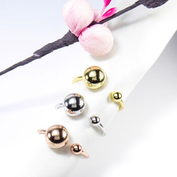 Double Ball Rings, Rose Or Gold Vermeil 925 Silver, 7 of 11