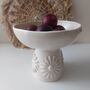 Floral Pedestal Bowl Handmade Pottery, thumbnail 3 of 6