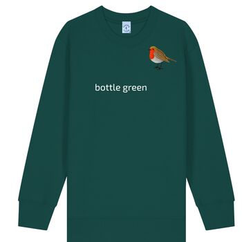 Childrens Unisex Organic Cotton Embroidered Robin Christmas Jumper, 2 of 12