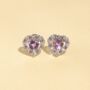 Purple Heart Lavender Amethyst Stud Earrings In Silver And Gold, thumbnail 6 of 12