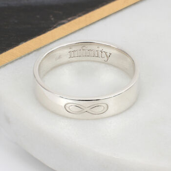 Sterling Silver Engraved Infinity Ring, 2 of 4