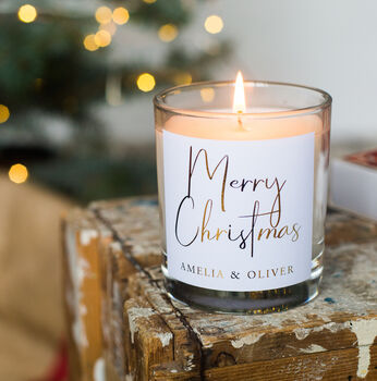 Merry Christmas Personalised Candle, 2 of 4