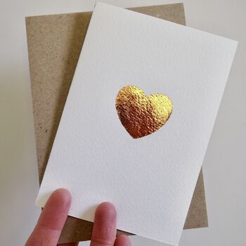 Handmade Rose Gold Leaf Love Heart Engagement Card, 3 of 6