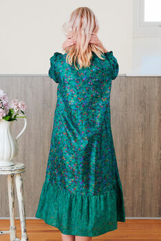 Yasmin Silk Print Embroidered Dress 09, 3 of 3