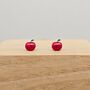 Sterling Silver Red Enamel Apple Stud Earrings, thumbnail 1 of 2