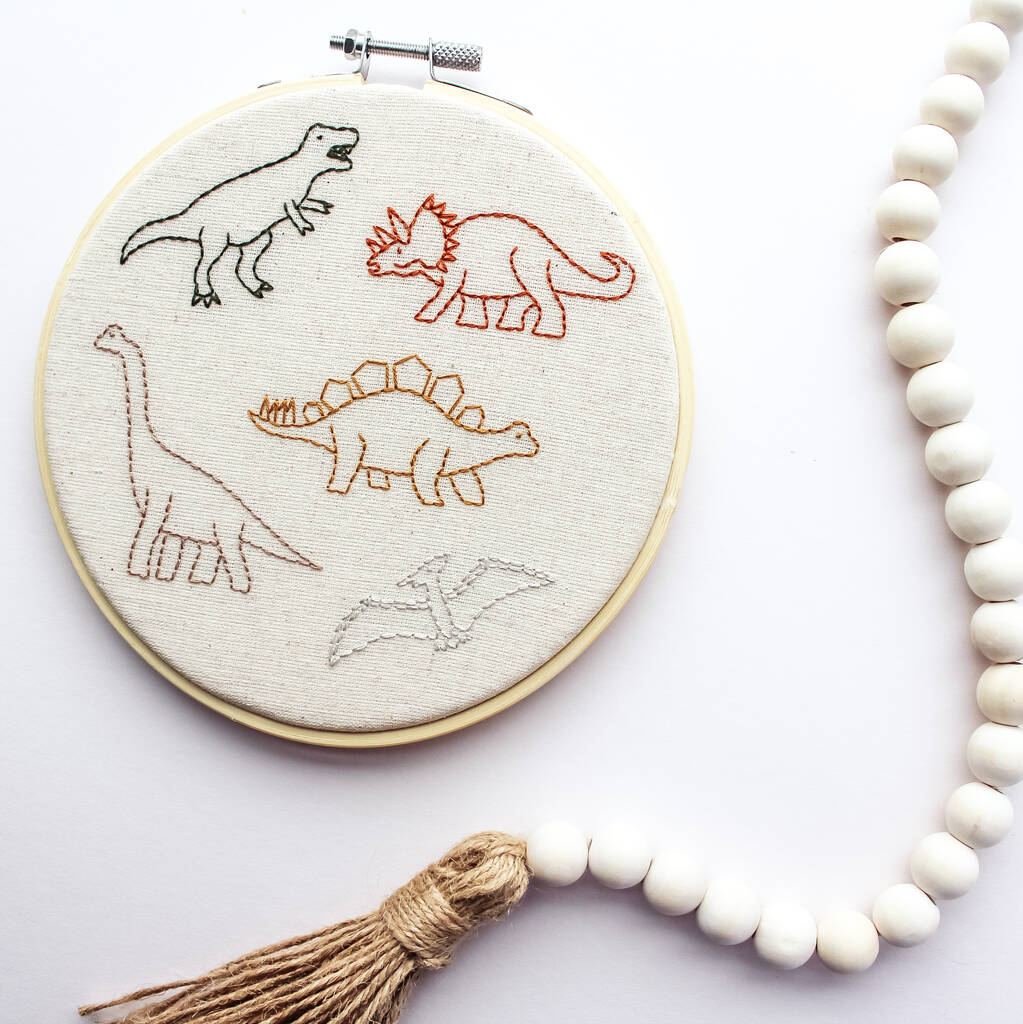 Dinosaur Hand Embroidery Hoop, 1 of 9